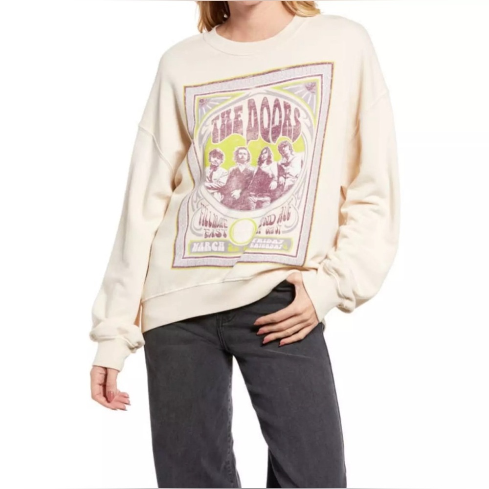 Daydreamer The Doors Poster Pullover Graphic Sand Sweatshirt NWT SzL